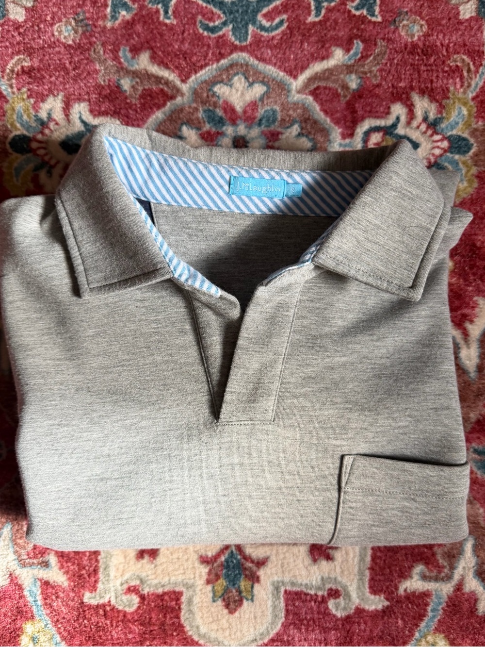 J. McLaughlin Men’s Long Sleeve Sweater Polo In Gray, Size Small